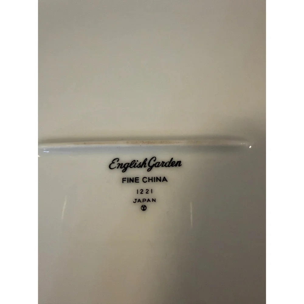 English Garden Fine China 1221 Oval Serving Platter Blue Pink Floral Japan 14in
